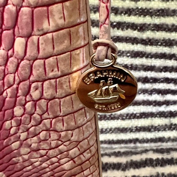 Brahmin Pink and Yellow Textured Crossbody Bag - Picture 3 of 13